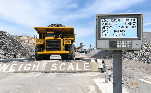 Mining truck scale with material load